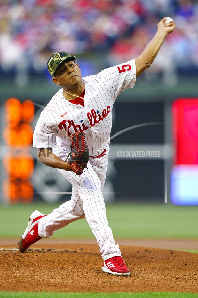 Chris Szagola Philadelphia Phillies starting pitcher Ranger Suarez throws during the first inning of the team's baseball game against the Los Angeles Dodgers, Friday, May 20, 2022, in Philadelphia. (AP Photo/Chris Szagola)