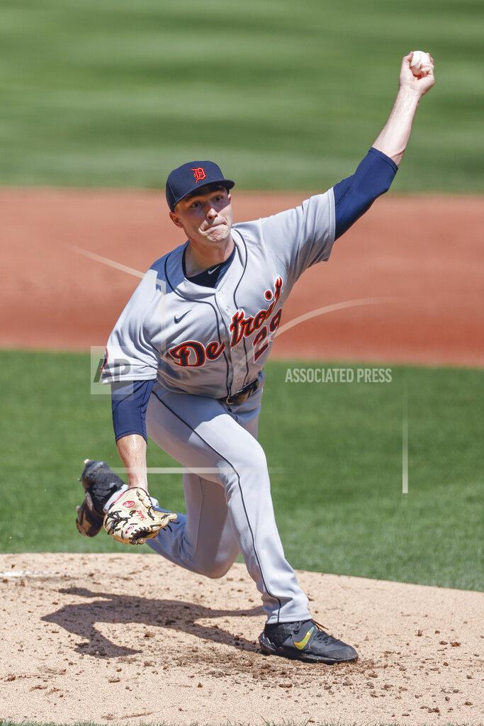Ron Schwane Detroit Tigers starting pitcher Tarik Skubal delivers against the Cleveland Indians during the first inning of a baseball game, Sunday, Aug. 23, 2020, in Cleveland. (AP Photo/Ron Schwane)