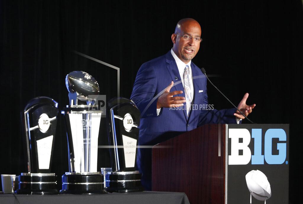 Charles Rex Arbogast FILE - In this July 19, 2019, file photo, Penn State head coach James Franklin responds to a question during the Big Ten Conference NCAA college football media days, in Chicago. Big Ten is going to give fall football a shot after all. Less than five weeks after pushing football and other fall sports to spring in the name of player safety during the pandemic, the conference changed course Wednesday, Sept. 16, 2020, and said it plans to begin its season the weekend of Oct. 23-24.(AP Photo/Charles Rex Arbogast, File)