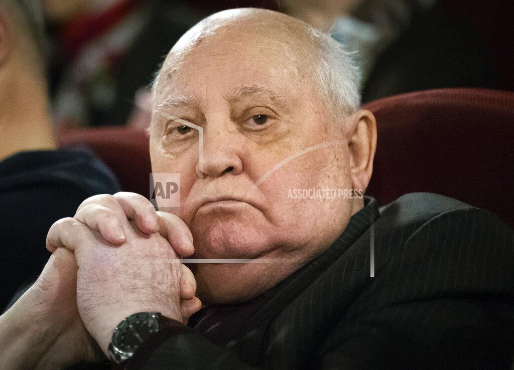 Alexander Zemlianichenko FILE - In this Thursday, Nov. 8, 2018 file photo, former Soviet leader Mikhail Gorbachev attends the Moscow premier of a film made by Werner Herzog and British filmmaker Andre Singer based on their conversations, in Moscow, Russia. Former Soviet leader Mikhail Gorbachev turned 90 on Tuesday March 2, 2021, receiving greetings from the Kremlin and global leaders while Russians remained divided over his legacy. (AP Photo/Alexander Zemlianichenko, File)