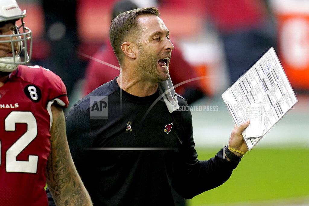 Ross D. Franklin Arizona Cardinals head coach Kliff Kingsbury yells to his team prior to an NFL football game against the Miami Dolphins, Sunday, Nov. 8, 2020, in Glendale, Ariz. (AP Photo/Ross D. Franklin)