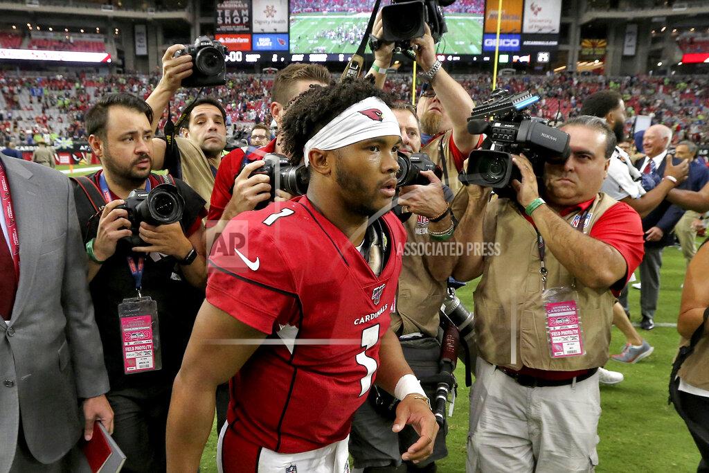 Ross D. Franklin Arizona Cardinals quarterback Kyler Murray leaves the field after an NFL football game against the Seattle Seahawks, Sunday, Sept. 29, 2019, in Glendale, Ariz. The Seahawks won 27-10. (AP Photo/Ross D. Franklin)