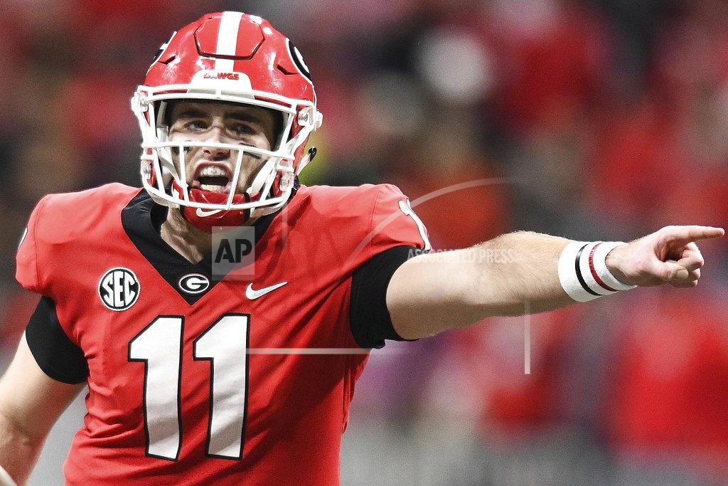 Aj Reynolds Georgia quarterback Jake Fromm (11) yells from the line during an NCAA college football game against Alabama for the Southeastern Conference championship Saturday, Dec. 1, 2018, in Atlanta. (AJ Reynolds/Athens Banner-Herald via AP)