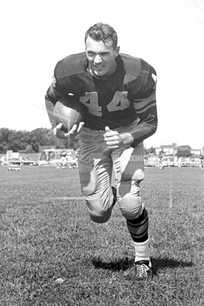Uncredited This 1950s era photo provided by the Green Bay Packers shows Bobby Dillon. Dillon initially planned to retire after the ’58 season for the simple reason he could make more money working for Wilsonart, a countertop company for which he eventually became the CEO. But Vince Lombardi took charge as Packers coach in 1959 and asked Dillon to return, calling him the NFL’s best defensive back. Dillon passed away at age 89 in August 2019, five months before he was selected for the Hall of Fame as part of the centennial class. (Green Bay Packers via AP)