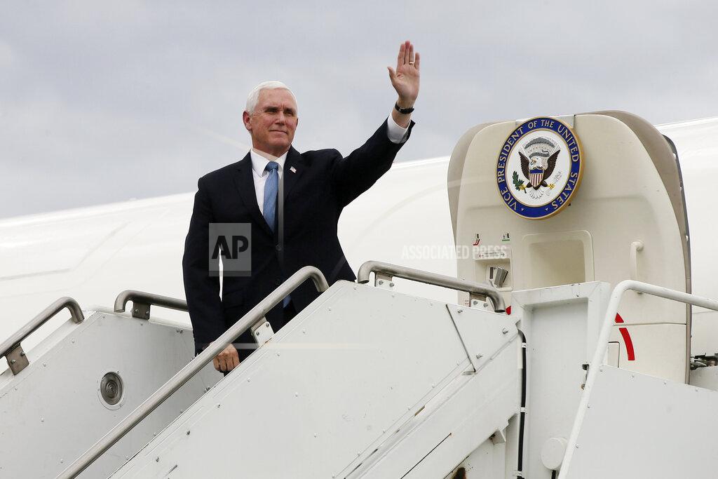 Jim Mone Vice President Mike Pence waves as he arrives for a visit to the Mayo Clinic Tuesday, April 28, 2020, in Rochester, Minn., where he toured the facilities supporting COVID-19 research and treatment. (AP Photo/Jim Mone)