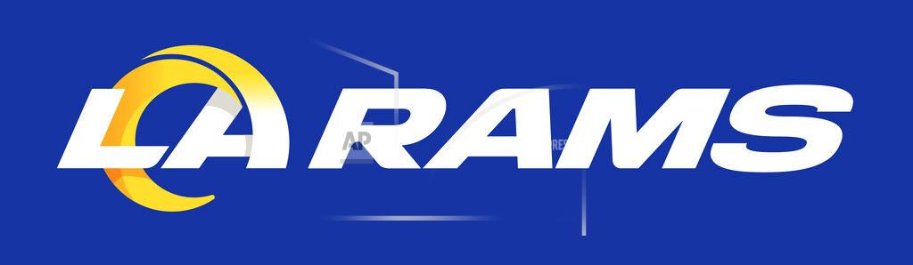 This graphic provided by the Los Angeles Rams shows a new stylized Ram head with text, released by the NFL football team Monday, March 23, 2020. The Los Angeles Rams unveiled their new logo and color scheme with somewhat less fanfare than originally planned, Monday, March 23, 2020. The team is mildly reconfiguring its look four years after returning home to LA, and a few months before moving into SoFi Stadium. New uniforms will follow later in the spring. (Los Angeles Rams via AP)
