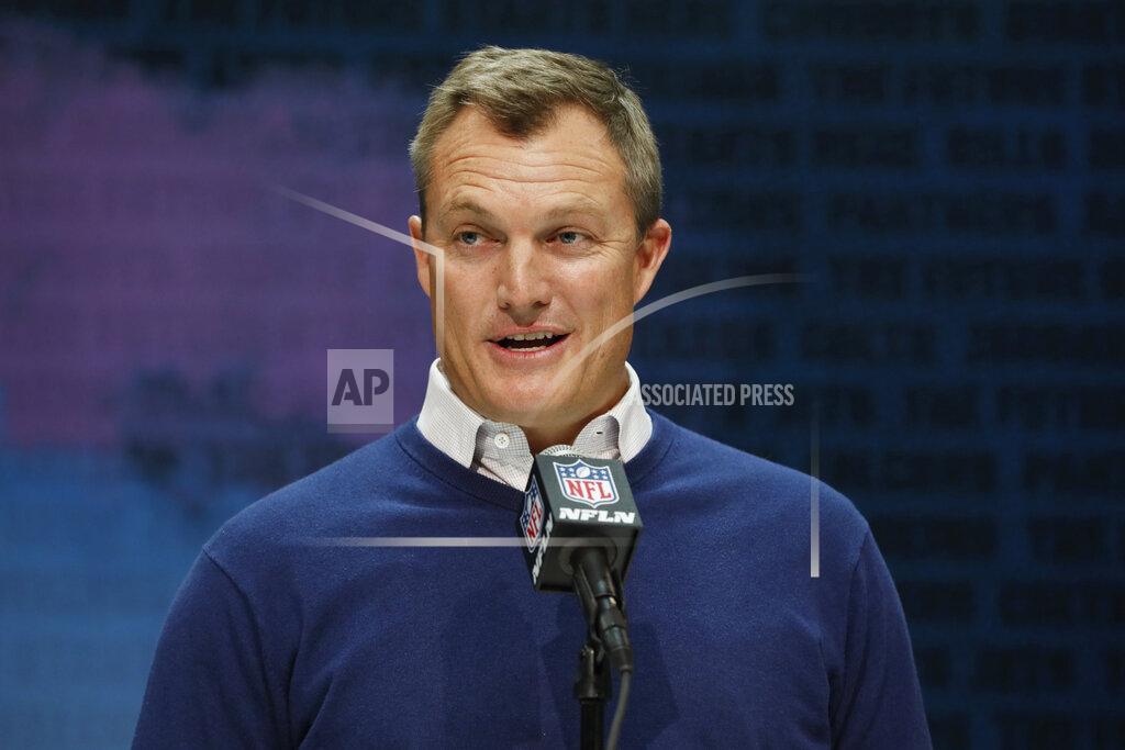 Charlie Neibergall FILE - In this Feb. 25, 2020, file photo, San Francisco 49ers general manager John Lynch speaks during a press conference at the NFL football scouting combine in Indianapolis. The NFL Draft is April 23-25. (AP Photo/Charlie Neibergall, File)