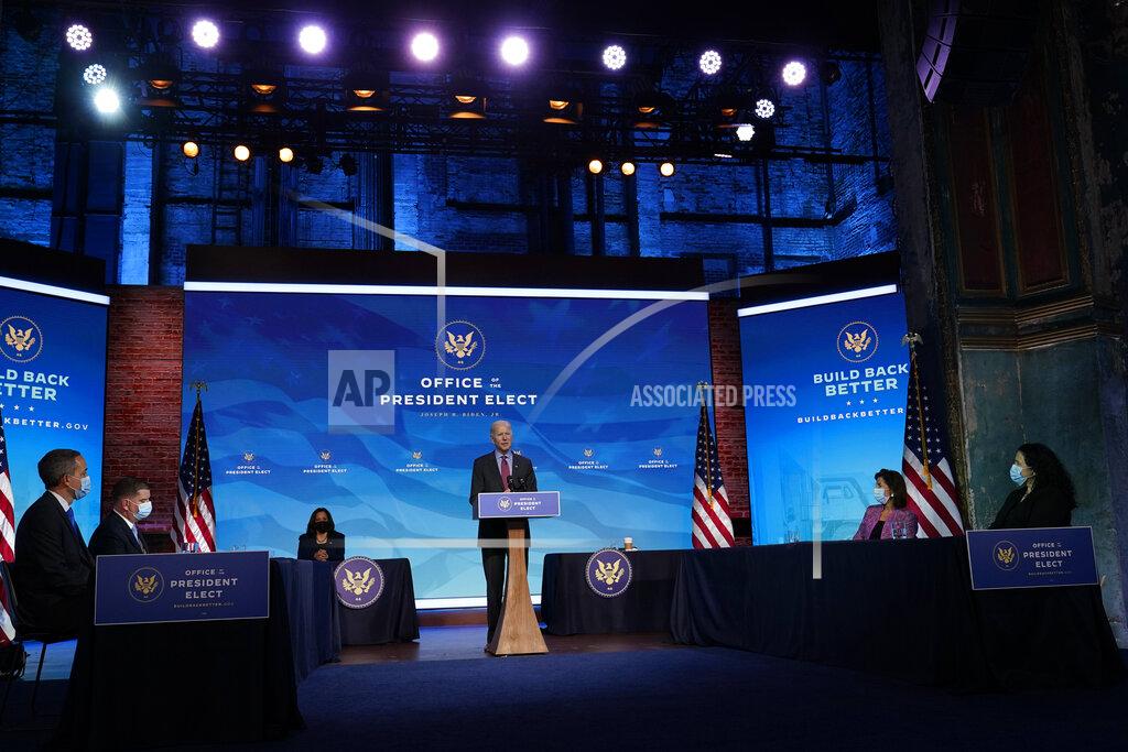 Susan Walsh President-elect Joe Biden speaks during an event at The Queen theater in Wilmington, Del., Friday, Jan. 8, 2021, to announce key administration posts. (AP Photo/Susan Walsh)