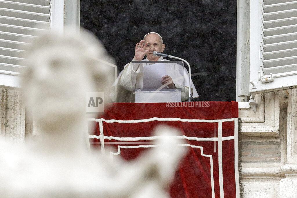 Gregorio Borgia Pope Francis delivers his blessing from his studio window overlooking St. Peter's Square, at the Vatican, Sunday, Feb. 7, 2021. (AP Photo/Gregorio Borgia)