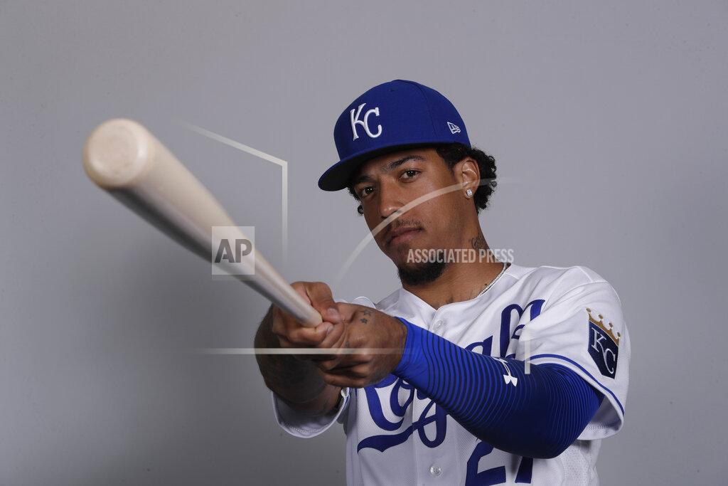 FILE - This is a 2020 file photo showing Adalberto Mondesi of the Kansas City Royals baseball team. (AP Photo/Charlie Riedel, File)