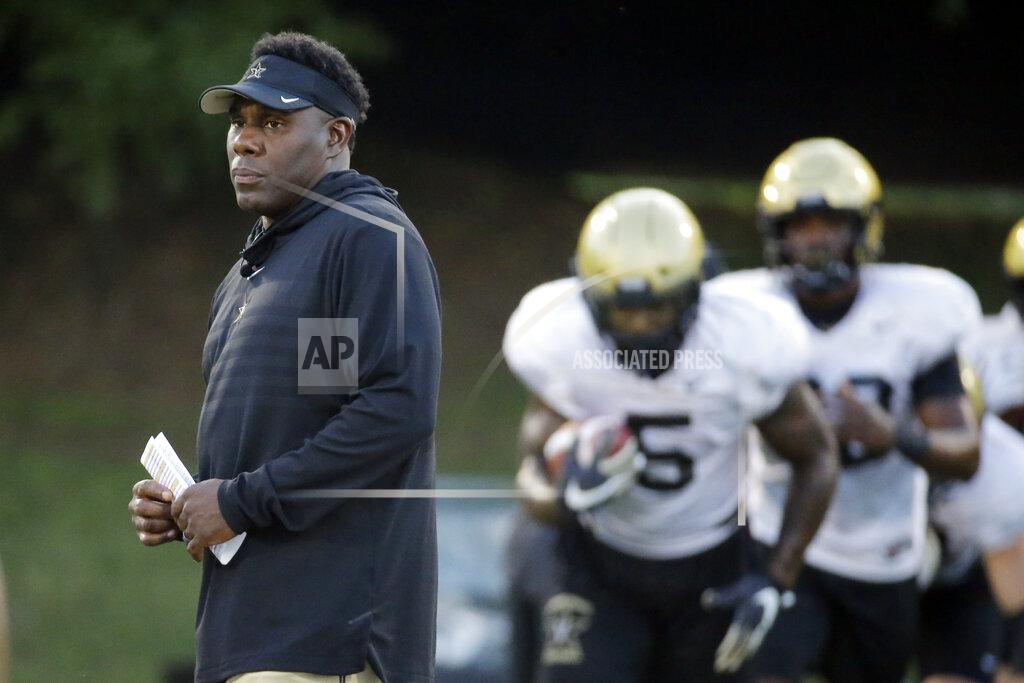 Mark Humphrey In this Aug. 5, 2019, photo, Vanderbilt head coach Derek Mason supervises an NCAA college football practice in Nashville, Tenn. Vanderbilt has won at least five games each of the past three seasons and reached two bowls in that span. They've also won three straight against in-state rival Tennessee for their longest winning streak in this series since the 1920s. (AP Photo/Mark Humphrey)