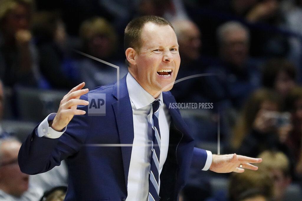 John Minchillo Xavier coach Travis Steele reacts during the second half of the team's NCAA college basketball game against Jacksonville, Tuesday, Nov. 5, 2019, in Cincinnati. (AP Photo/John Minchillo)
