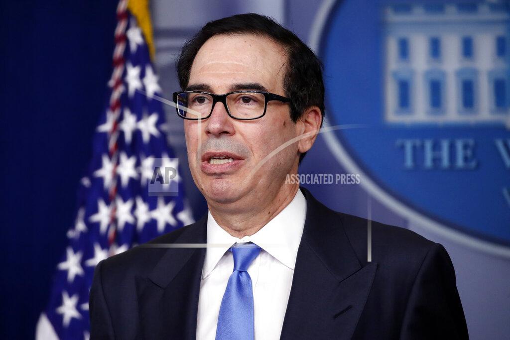 Alex Brandon Treasury Secretary Steven Mnuchin speaks about the coronavirus in the James Brady Press Briefing Room of the White House, Tuesday, April 21, 2020, in Washington. (AP Photo/Alex Brandon)