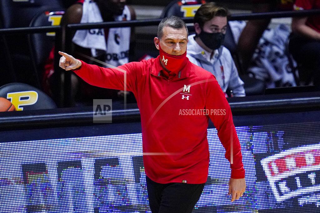 Michael Conroy Maryland head coach Mark Turgeon directs his team during the first half of an NCAA college basketball game against Purdue in West Lafayette, Ind., Friday, Dec. 25, 2020. (AP Photo/Michael Conroy)
