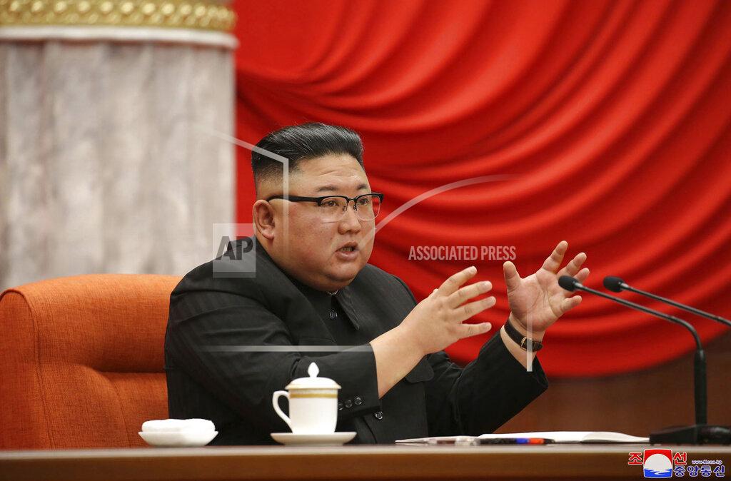Uncredited In this photo provided by the North Korean government, North Korean leader Kim Jong Un speaks during the ruling party congress in Pyongyang, North Korean, Sunday, Jan. 10, 2021. Kim was given a new title, “general secretary” of the ruling Workers’ Party, formerly held by his late father and grandfather, state media reported Monday, Jan. 11, in what appears to a symbolic move aimed at bolstering his authority amid growing economic challenges. Independent journalists were not given access to cover the event depicted in this image distributed by the North Korean government. The content of this image is as provided and cannot be independently verified. Korean language watermark on image as provided by source reads: "KCNA" which is the abbreviation for Korean Central News Agency. (Korean Central News Agency/Korea News Service via AP)