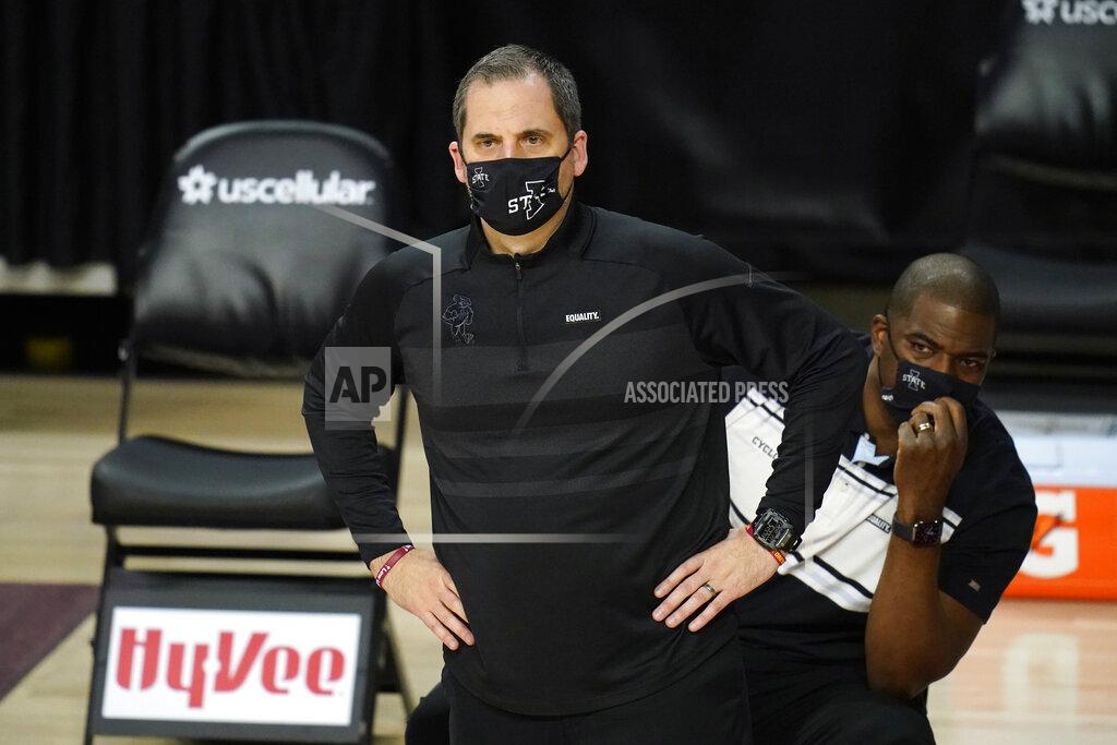 Charlie Neibergall Iowa State head coach Steve Prohm watches from the bench during the first half of an NCAA college basketball game against TCU, Saturday, Feb. 27, 2021, in Ames, Iowa. (AP Photo/Charlie Neibergall)