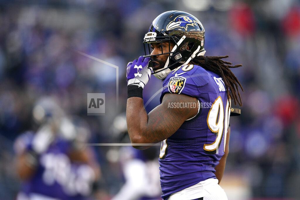 Nick Wass FILE - In this Jan. 6, 2019, file photo, Baltimore Ravens outside linebacker Za'Darius Smith walks on the field during the second half of an NFL wild card playoff football game against the Los Angeles Chargers in Baltimore. With unrestricted free agent linebackers C.J. Mosley, Terrell Suggs and Za’Darius Smith headed elsewhere after the release last week of safety Eric Weddle, the Ravens lost four key contributors while adding much-needed salary cap space. (AP Photo/Nick Wass, File)