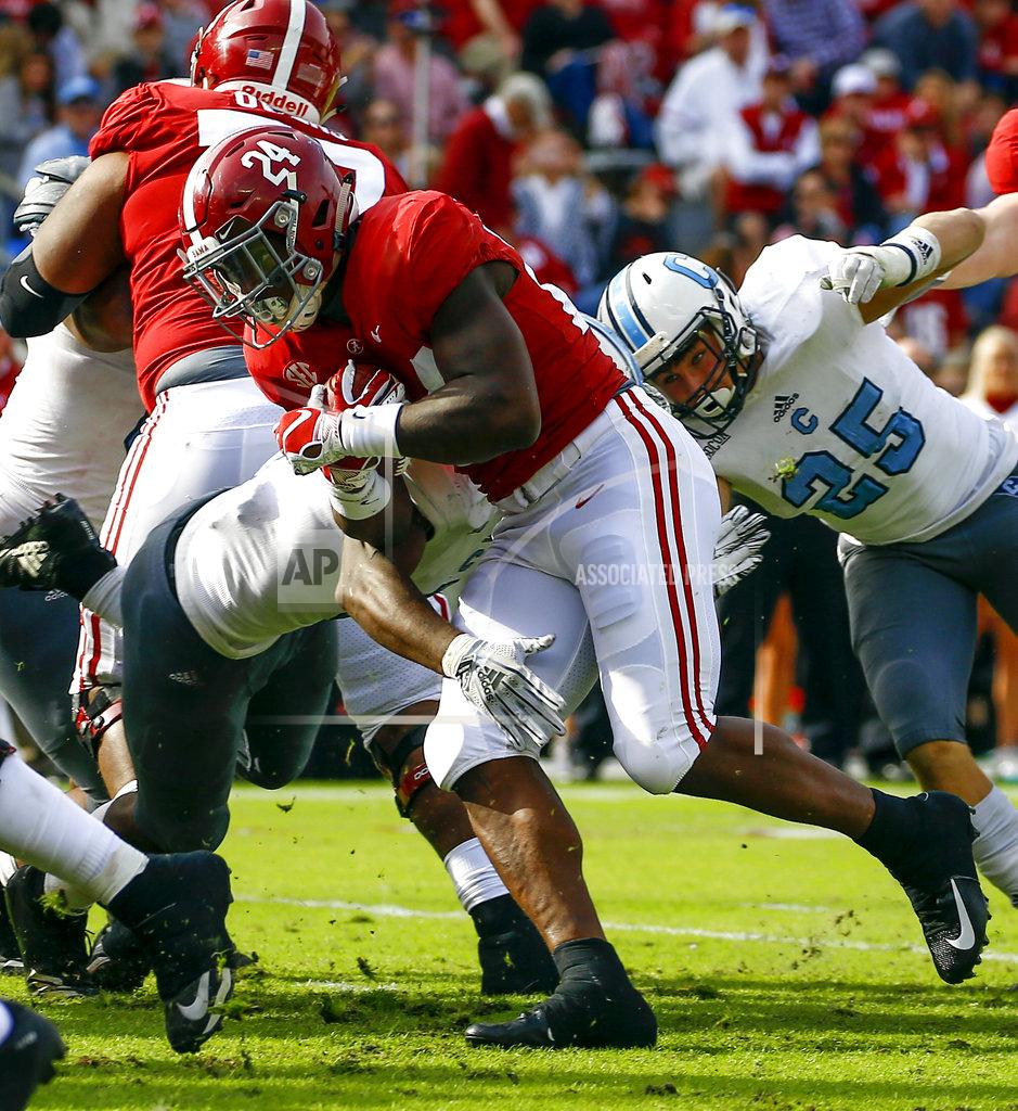 Butch Dill Alabama running back Brian Robinson Jr. (24) carries the ball in for a touchdown during the second half of an NCAA college football game against Citadel, Saturday, Nov. 17, 2018, in Tuscaloosa, Ala. Alabama won 50-17. (AP Photo/Butch Dill)