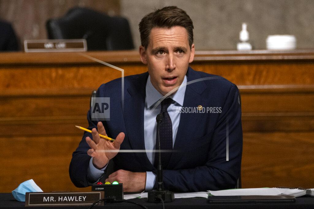 Carolyn Kaster FILE - In this Aug. 5, 2020, file photo Sen. Josh Hawley, R-Mo., speaks during a Senate Judiciary Committee oversight hearing on Capitol Hill in Washington. Hearings before the Republican-led Senate Judiciary Committee will begin Monday, Oct. 12, for President Donald Trump’s Supreme Court nominee Judge Amy Coney Barrett. (AP Photo/Carolyn Kaster, Pool, File)