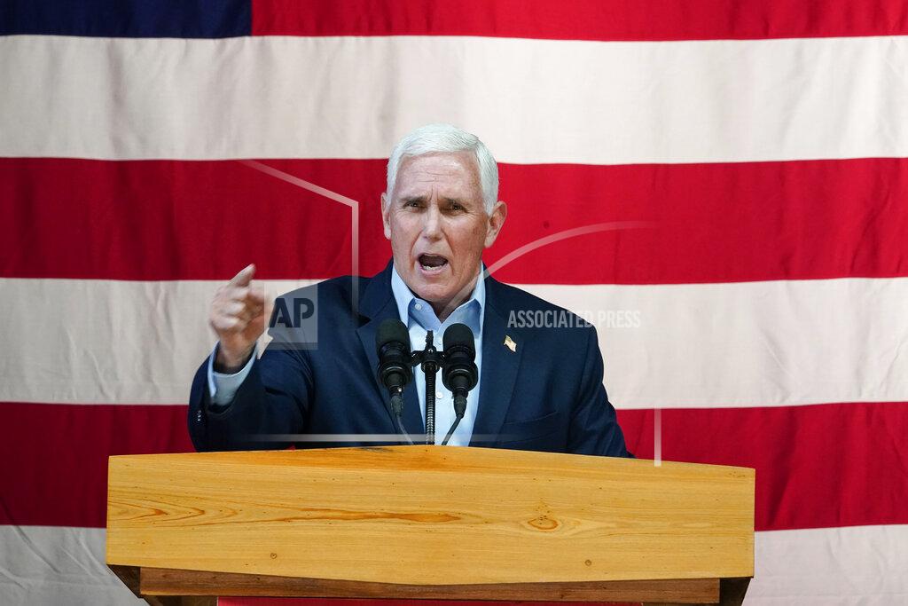 Brynn Anderson Former Vice President Mike Pence speaks on behalf of Georgia Gov. Brian Kemp during a rally, Monday, May 23, 2022, in Kennesaw, Ga. Pence is opposing former President Donald Trump and his preferred Republican candidate for Georgia governor, former U.S. Sen. David Perdue. (AP Photo/Brynn Anderson)