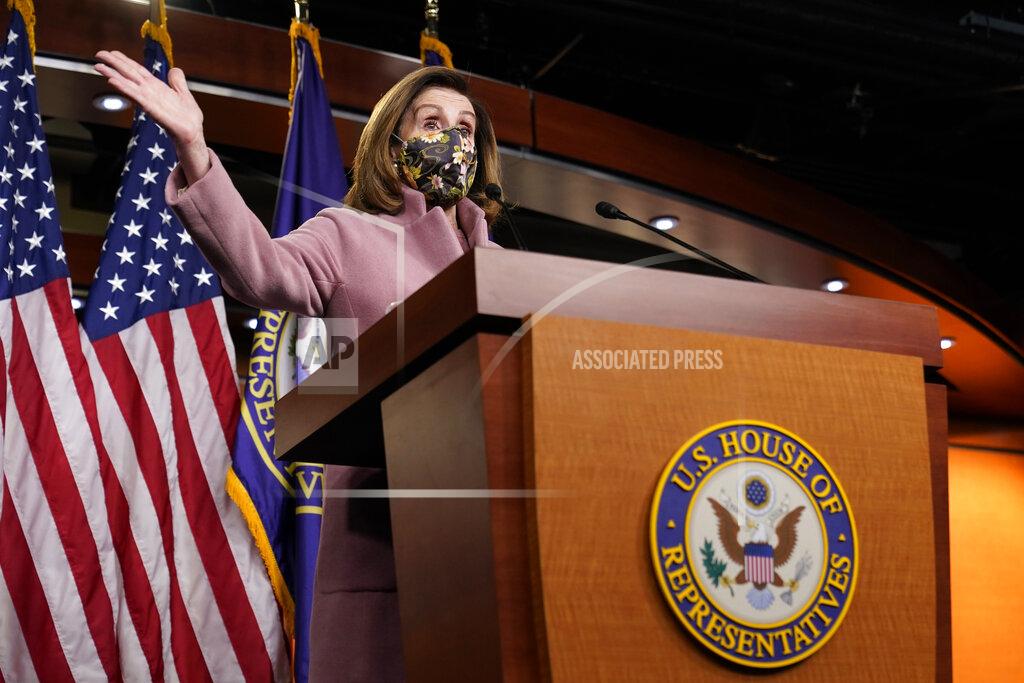 Susan Walsh House Speaker Nancy Pelosi of Calif., speaks during a news conference on Capitol Hill in Washington, Thursday, Jan. 21, 2021. (AP Photo/Susan Walsh)