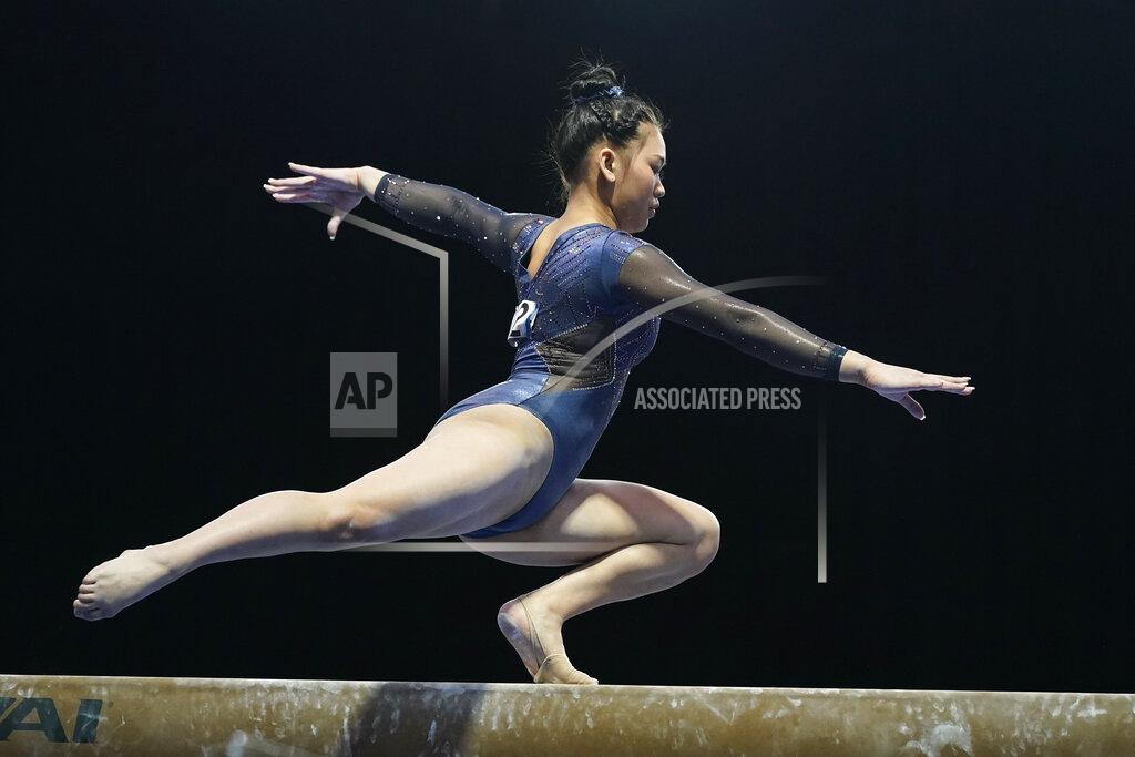 Darron Cummings Sunisa Lee performs on the balance beam during the Winter Cup gymnastics competition, Saturday, Feb. 27, 2021, in Indianapolis. (AP Photo/Darron Cummings)
