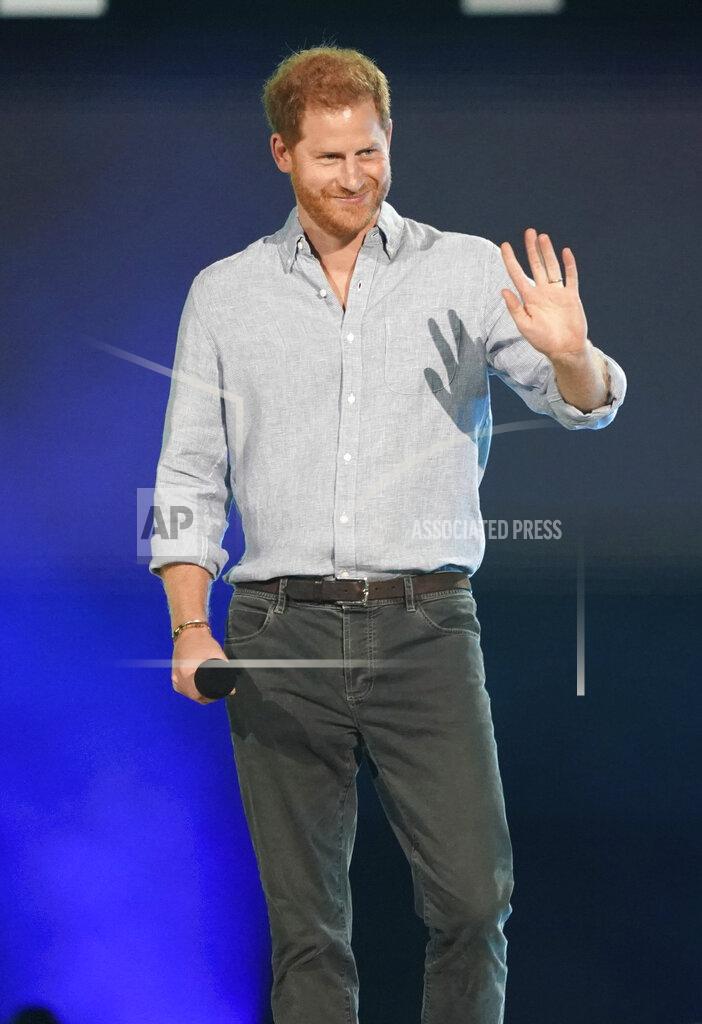 Jordan Strauss Prince Harry, Duke of Sussex, speaks at "Vax Live: The Concert to Reunite the World" on Sunday, May 2, 2021, at SoFi Stadium in Inglewood, Calif. (Photo by Jordan Strauss/Invision/AP)