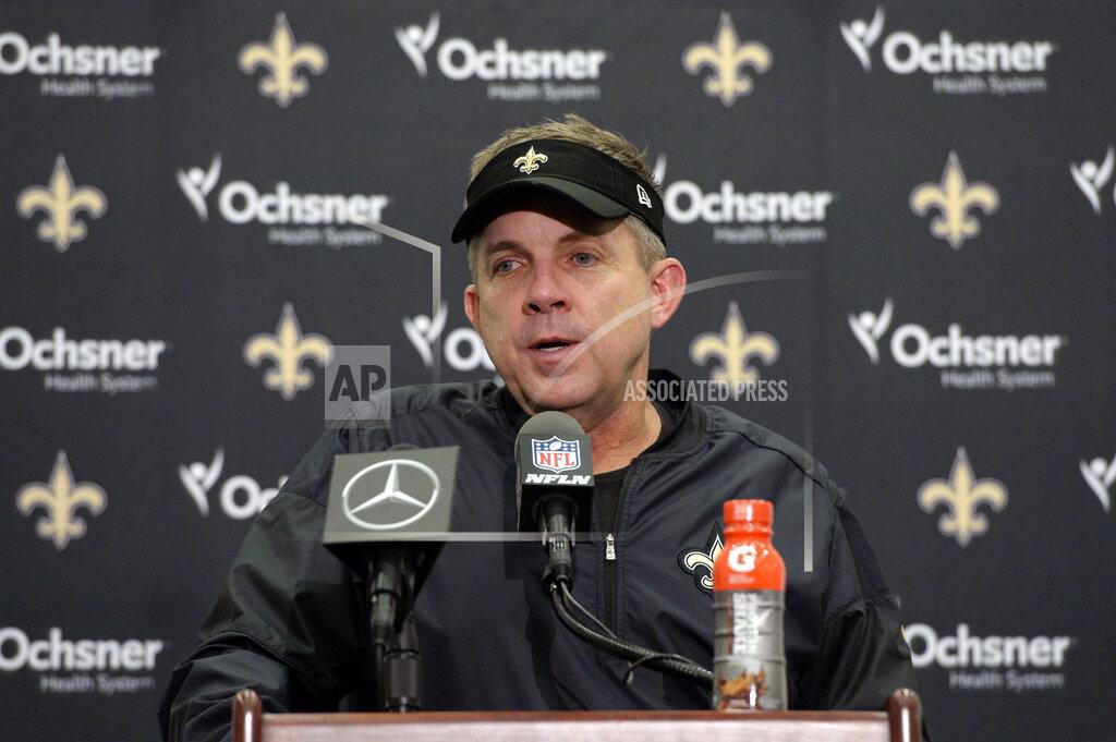 Bill Feig FILE - New Orleans Saints head coach Sean Payton speaks to reporters after an NFL football game in New Orleans, Sunday, Dec. 24, 2017. The Saints won 23-13, clinching a playoff berth. New Orleans Saints coach Sean Payton, whose 15-year tenure with the club included its only Super Bowl championship and also a one-season suspension stemming from the NFL’s bounty investigation, intends to retire from coaching. A person familiar with the situation told The Associated Press on Tuesday, Jan. 25, 2022, that the 58-year-old Payton was stepping down. The person spoke on condition of anonymity because the move was not going to be announced until a media availability later in the day.(AP Photo/Bill Feig)