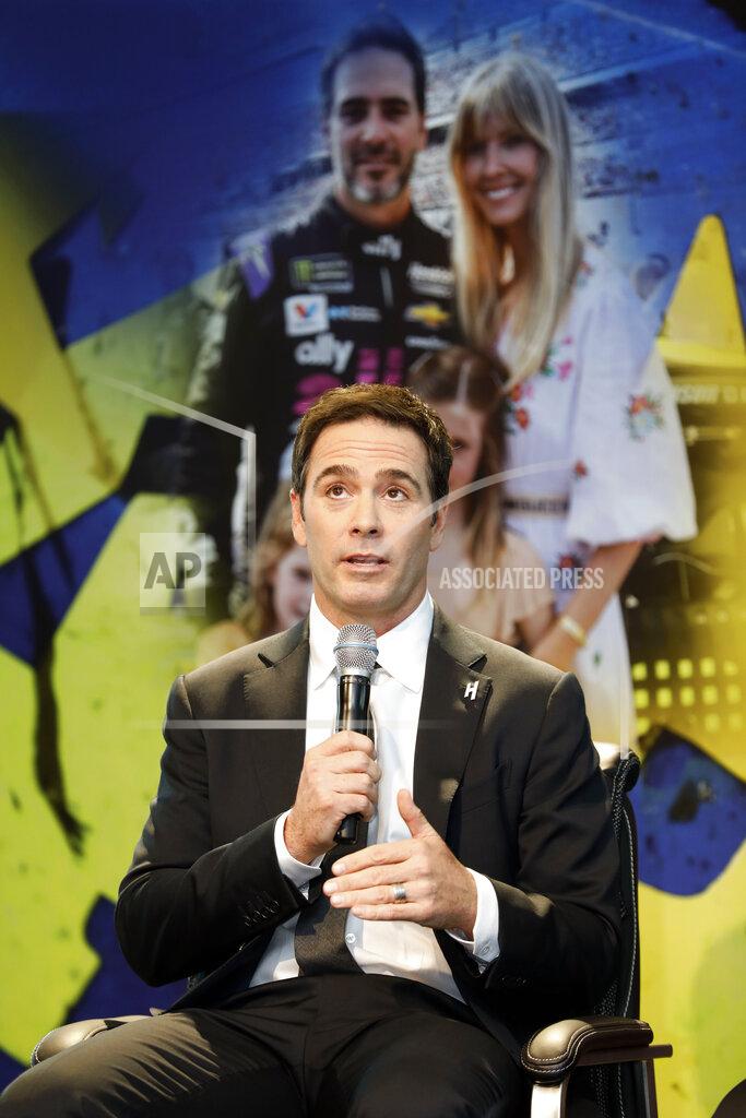 Bob Leverone NASCAR driver Jimmie Johnson pauses during his retirement from driving announcement at Hendrick Motorsports near Charlotte, N.C., Thursday, Nov. 21, 2019. (AP Photo/Bob Leverone)