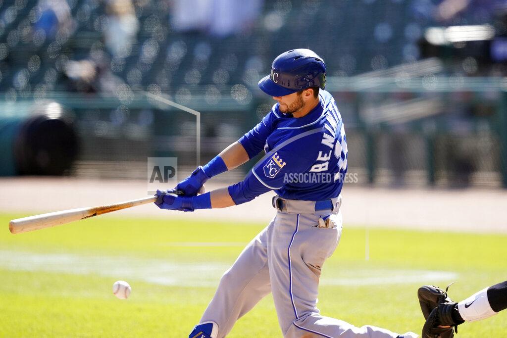 Carlos Osorio Kansas City Royals' Andrew Benintendi strikes out swinging to end the ninth inning of a baseball game against the Detroit Tigers, Thursday, May 13, 2021, in Detroit. (AP Photo/Carlos Osorio)