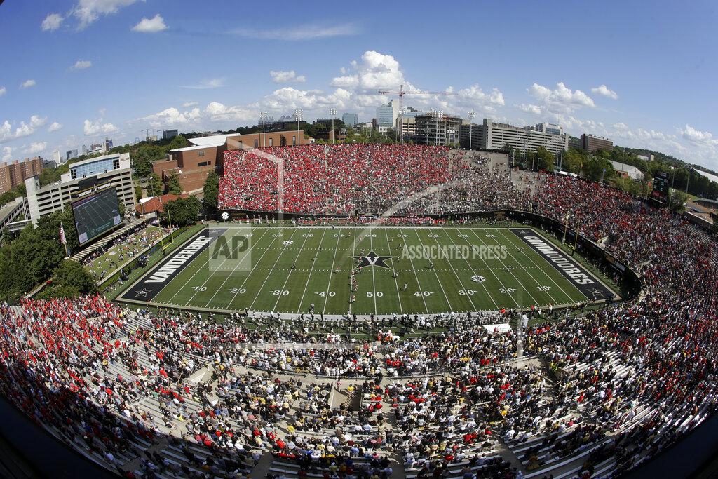 FILE — In this Sept. 12, 2015, file photo, Vanderbilt plays Georgia at Vanderbilt Stadium in an NCAA college football game in Nashville, Tenn. Vanderbilt announced a $300 million project Monday, March 29, 2021, to improve football and basketball facilities and a new Vandy United Fund to raise money for athletics programs. (AP Photo/Mark Humphrey, File)