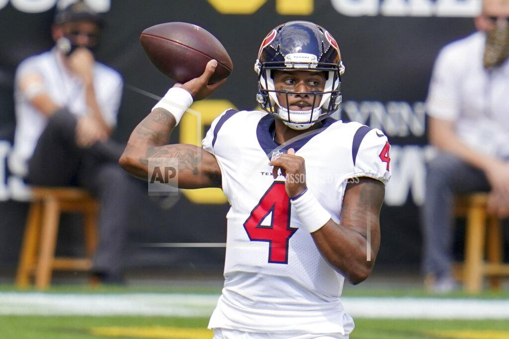 Gene J. Puskar Houston Texans quarterback Deshaun Watson (4) passes against the Houston Texans in the first half of an NFL football game, Sunday, Sept. 27, 2020, in Pittsburgh. (AP Photo/Gene J. Puskar)