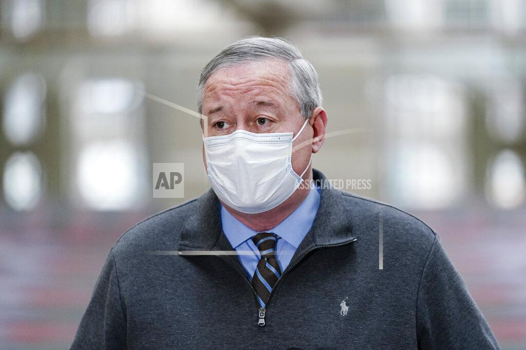 Matt Rourke Philadelphia Mayor Jim Kenney speaks with members of the media during a news conference at the Pennsylvania Convention Center in Philadelphia, Wednesday, Feb. 3, 2021. (AP Photo/Matt Rourke)