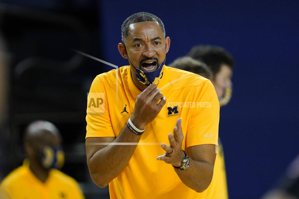 Paul Sancya Michigan head coach Juwan Howard yells at a referee in the second half of an NCAA college basketball game againstToledo in Ann Arbor, Mich., Wednesday, Dec. 9, 2020. Howard was given a technical foul. (AP Photo/Paul Sancya)