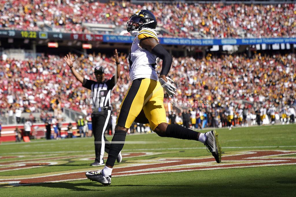 Tony Avelar Pittsburgh Steelers wide receiver Diontae Johnson scores against the San Francisco 49ers during the second half of an NFL football game in Santa Clara, Calif., Sunday, Sept. 22, 2019. (AP Photo/Tony Avelar)