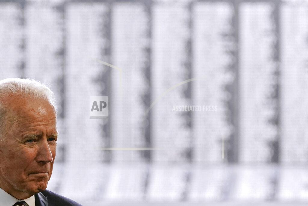 Patrick Semansky President Joe Biden attends a Memorial Day event at Veterans Memorial Park at the Delaware Memorial Bridge in New Castle, Del., Sunday, May 30, 2021. (AP Photo/Patrick Semansky)