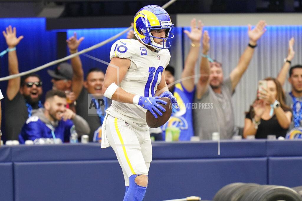 Jae C. Hong Los Angeles Rams wide receiver Cooper Kupp (10) stands in the end zone after scoring a touchdown during the second half of an NFL football game against the Tampa Bay Buccaneers Sunday, Sept. 26, 2021, in Inglewood, Calif. (AP Photo/Jae C. Hong)