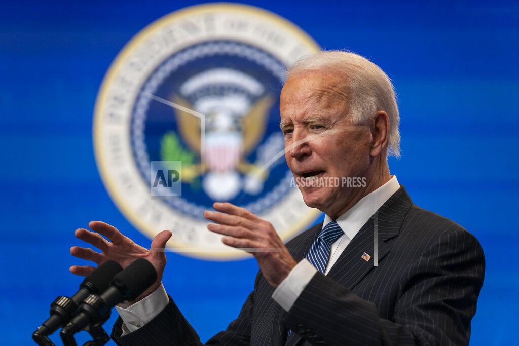 Evan Vucci President Joe Biden speaks during an event on American manufacturing, in the South Court Auditorium on the White House complex, Monday, Jan. 25, 2021, in Washington. (AP Photo/Evan Vucci)