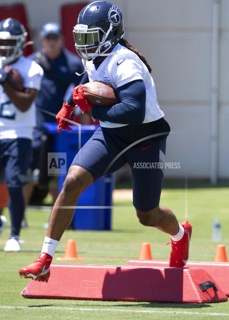 George Walker Iv Tennessee Titans running back Derrick Henry runs through a drill during NFL football minicamp practice Tuesday, June 15, 2021, in Nashville, Tenn. (George Walker IV/The Tennessean via AP, Pool)
