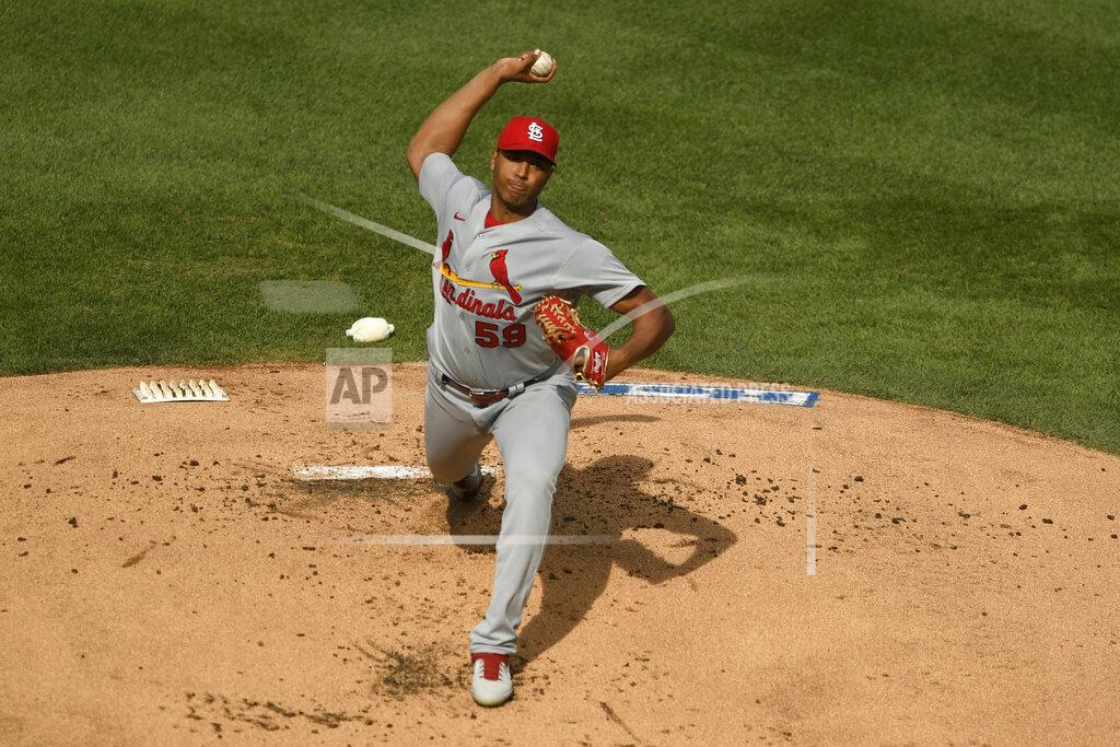 Paul Beaty St. Louis Cardinals starter Johan Oviedo delivers a pitch during the first inning of a baseball game against the Chicago Cubs, Monday, Sept. 7, 2020, in Chicago. (AP Photo/Paul Beaty)