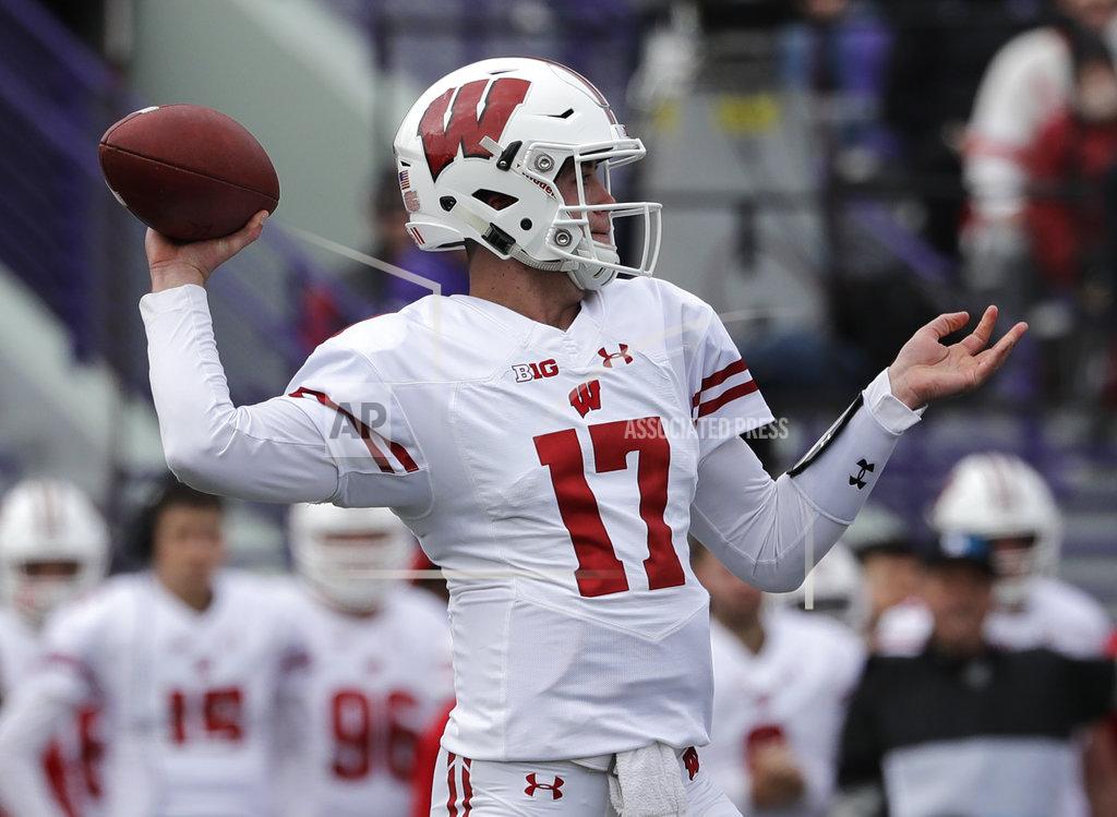Nam Y. Huh Wisconsin quarterback Jack Coan looks to pass against Northwestern during the first half of an NCAA college football game in Evanston, Ill., Saturday, Oct. 27, 2018. (AP Photo/Nam Y. Huh)