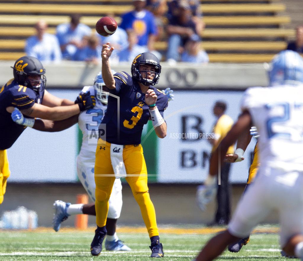 D. Ross Cameron California quarterback Ross Bowers (3) throws a pass during the first half of an NCAA college football game against North Carolina, Saturday, Sept. 1, 2018, in Berkeley, Calif. (AP Photo/D. Ross Cameron)