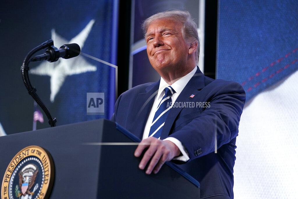 Evan Vucci President Donald Trump speaks to the 2020 Council for National Policy Meeting, Friday, Aug. 21, 2020, in Arlington, Va. (AP Photo/Evan Vucci)