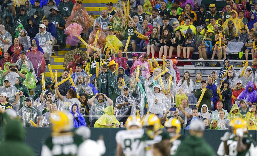 Matt Ludtke Green Bay Packers fans watch an NFL football training camp at Lambeau Field Saturday, Aug. 7, 2021, in Green Bay, Wis. (AP Photo/Matt Ludtke)