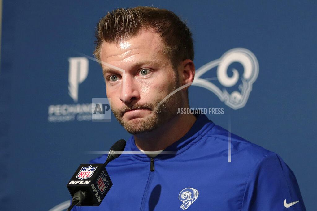 John Hefti Los Angeles Rams coach Sean McVay speaks at a news conference after the Rams lost to the San Francisco 49ers in an NFL football game in Santa Clara, Calif., Saturday, Dec. 21, 2019. (AP Photo/John Hefti)