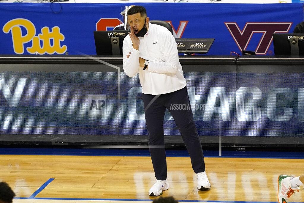 Gerry Broome Pittsburgh head coach Jeff Capel directs his team during the first half an NCAA college basketball game in the first round of the Atlantic Coast Conference tournament in Greensboro, N.C., Tuesday, March 9, 2021. (AP Photo/Gerry Broome)
