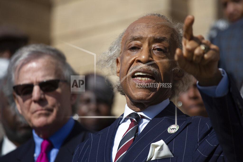 Joshua Bessex The Rev. Al Sharpton speaks during a press conference outside the Antioch Baptist Church on Thursday, May 19, 2022, in Buffalo, N.Y. (AP Photo/Joshua Bessex)