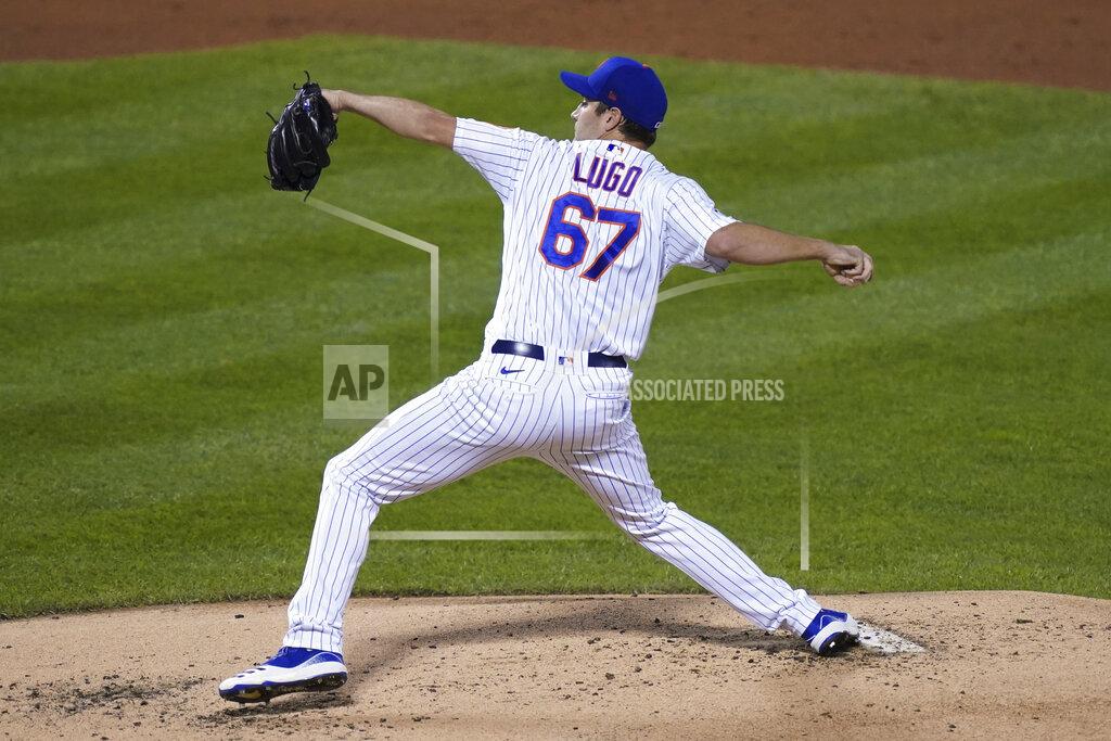 John Minchillo New York Mets starting pitcher Seth Lugo throws during the second inning of the team's baseball game against the Philadelphia Phillies, Saturday, Sept. 5, 2020, in New York. (AP Photo/John Minchillo)