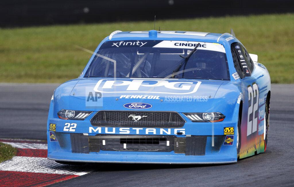 Tom E. Puskar Austin Cindric races his car during a NASCAR Xfinity Series auto race, Saturday, Aug. 10, 2019, at Mid-Ohio Sports Car Course in Lexington, Ohio. (AP Photo/Tom E. Puskar)