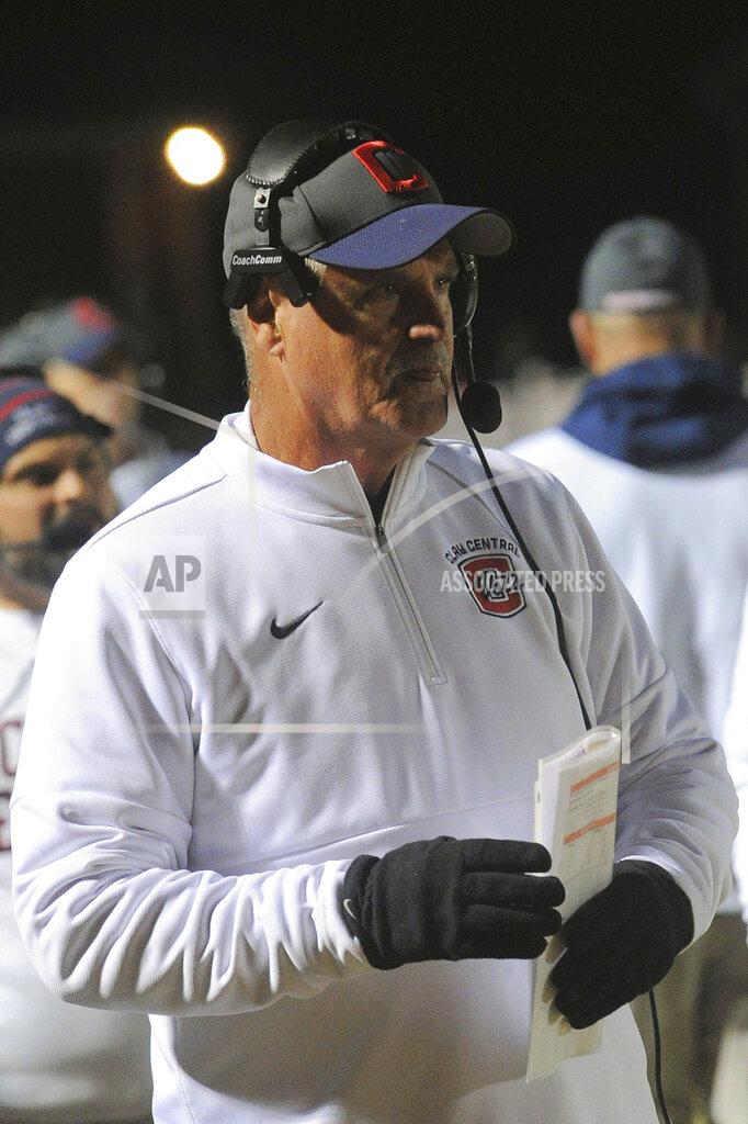 Mike Pettus In this photo provided by Mike Pettus, Danny Horn, football coach at Central of Clay County High School, looks on during a football game against Sardis High School in Lineville, Ala., Friday, Nov. 8, 2019. “You know, football down in the South is a little bit more important," Horn said. "And especially, you got small communities, really that's their lifeblood.” (Mike Pettus via AP)